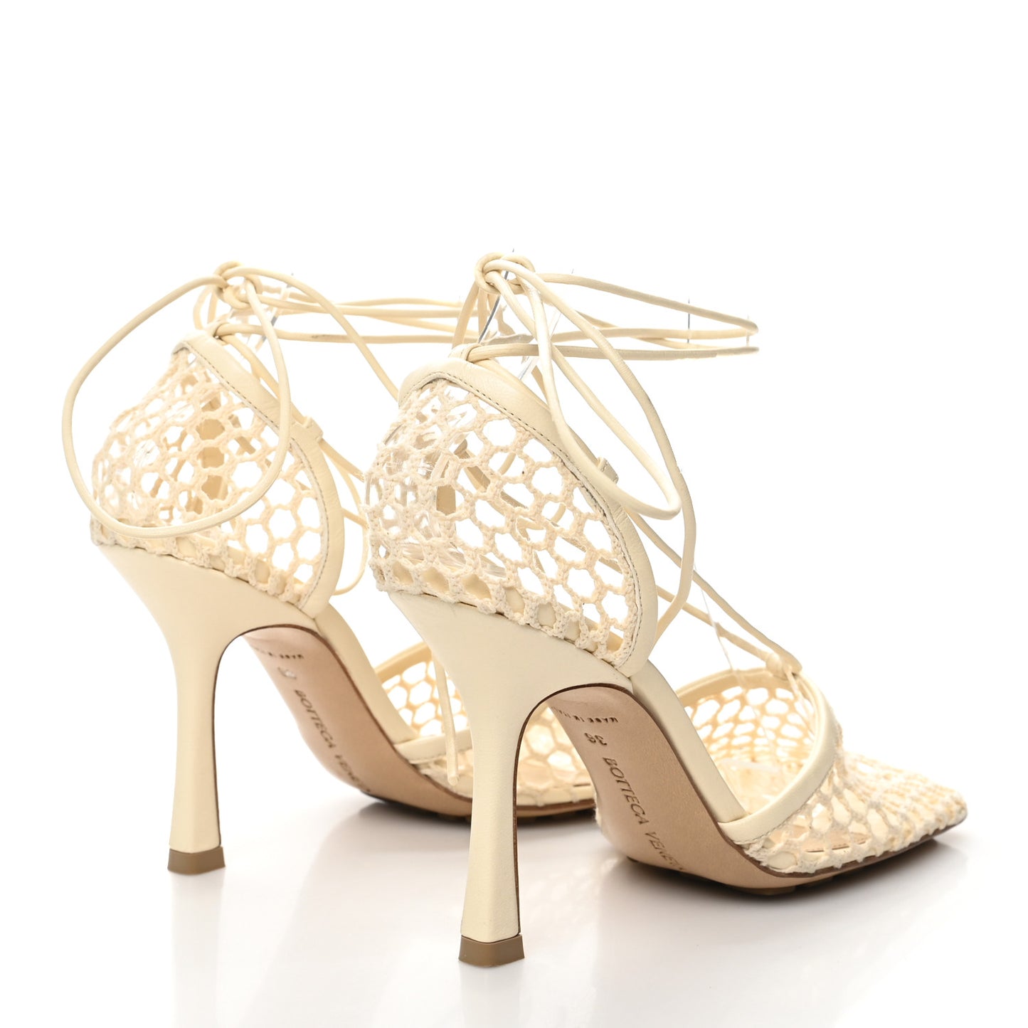 Mesh Nappa Stretch Ankle Tie Sandals 36 Toile