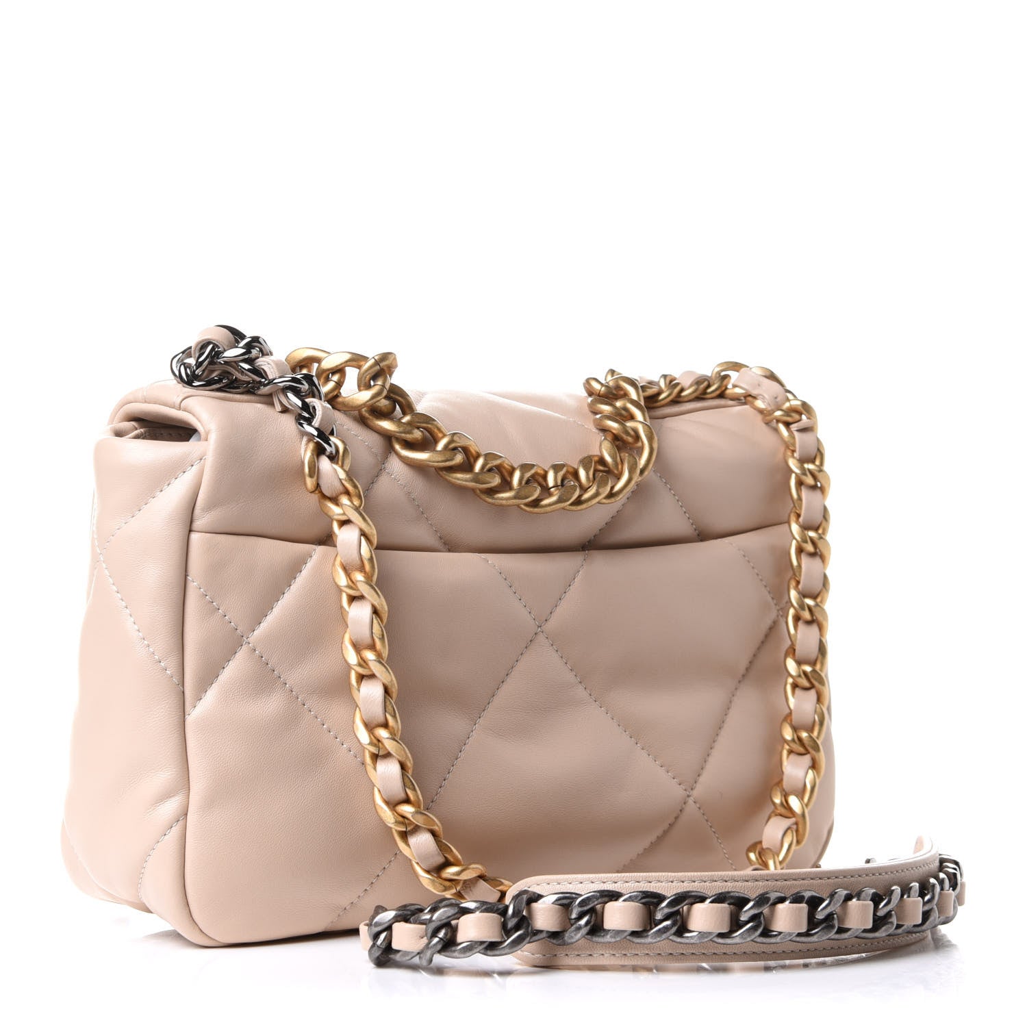 Chanel Lambskin Quilted Medium Chanel 19 Flap Beige 3 of 12