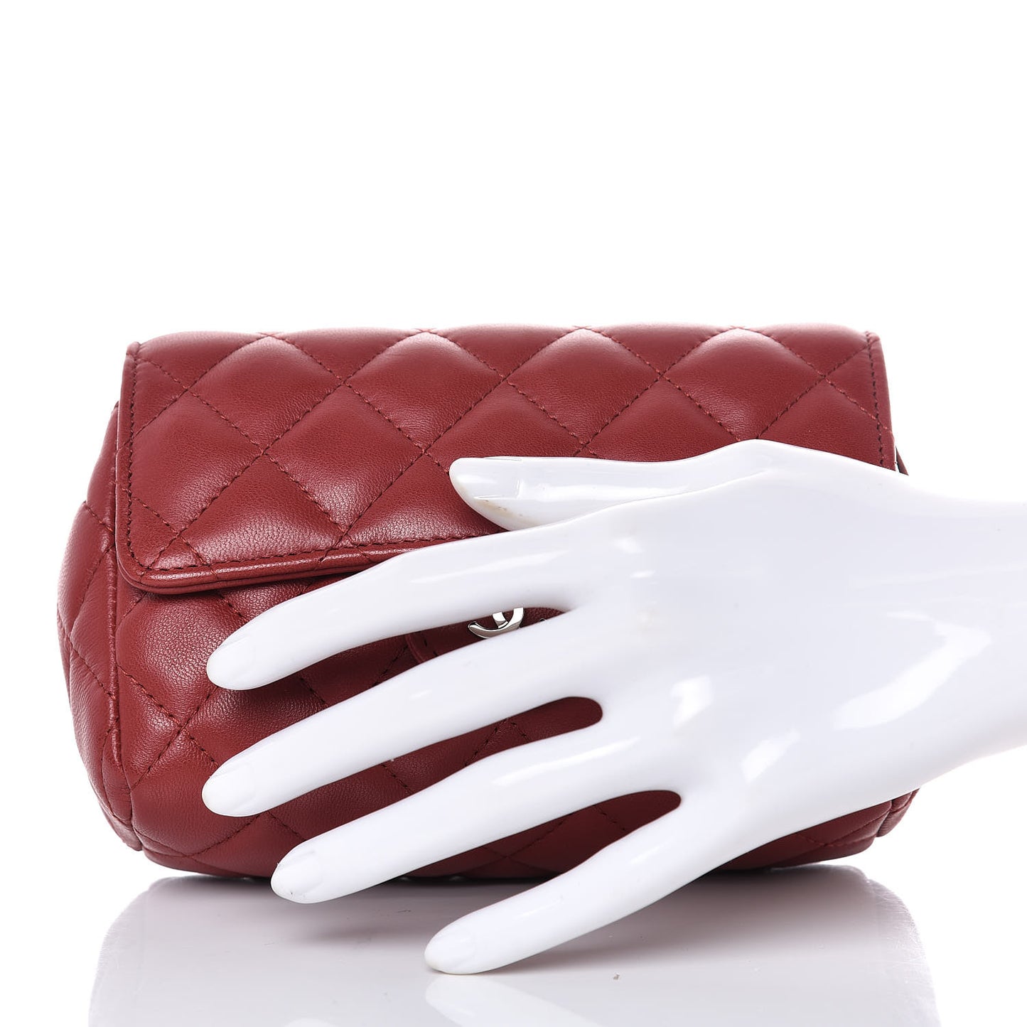 Lambskin Quilted Flap Cosmetic Case Red