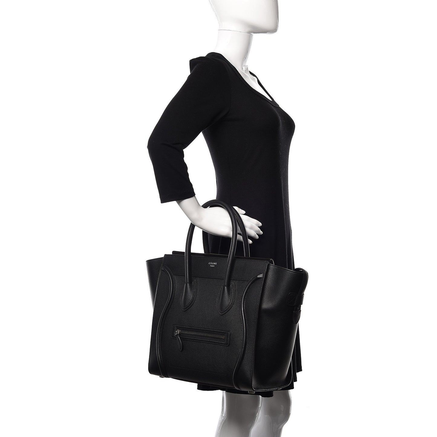 Drummed Calfskin Mini Luggage Black