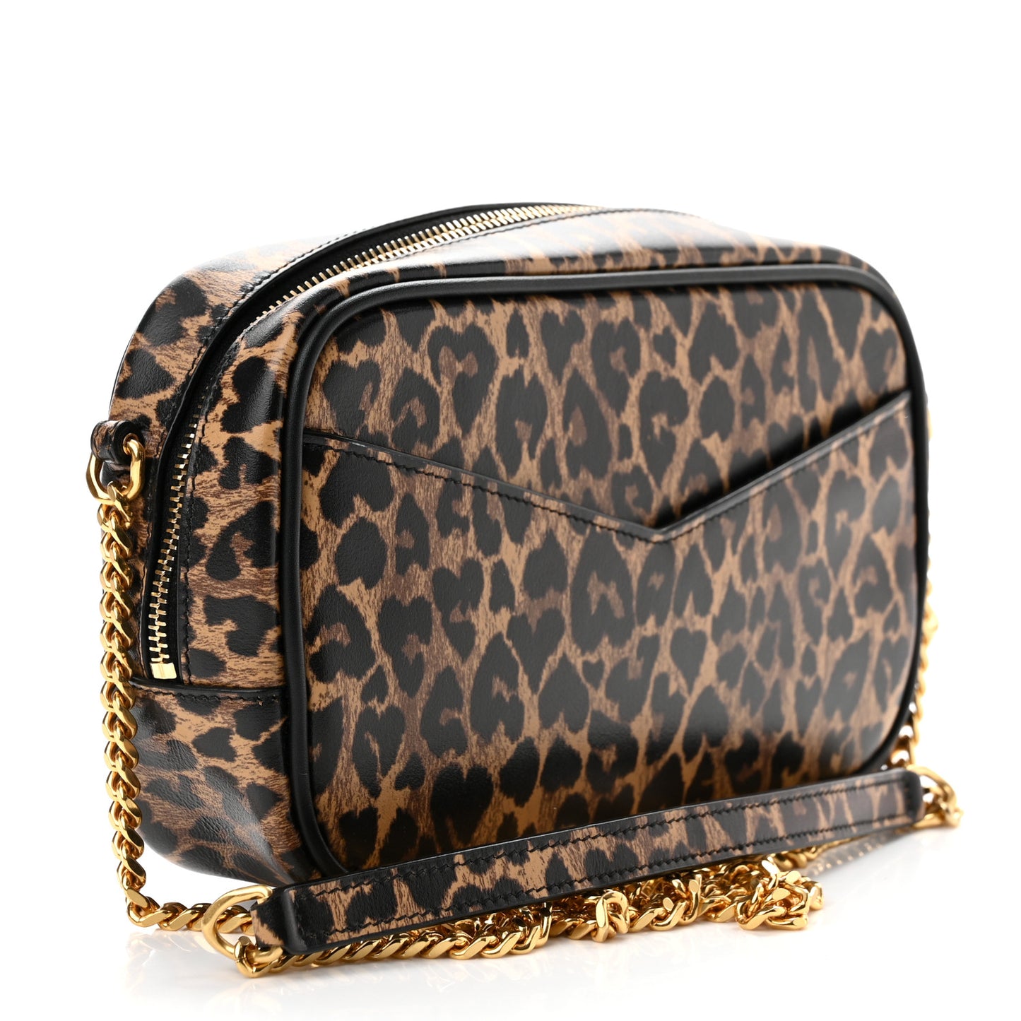 Calfskin Heart Leopard Print Monogram Mini Lou Camera Bag Toffee
