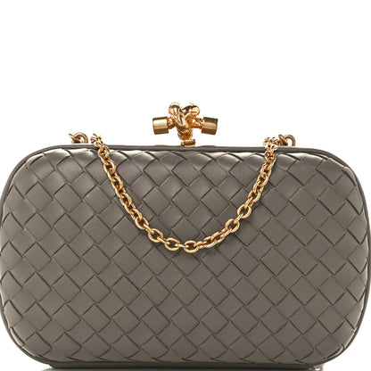 Bottega Veneta Nappa Intrecciato Chain Knot Clutch Steel 7 of 9