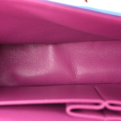 Chanel Lambskin Quilted Medium Double Flap Blue Pink 5 of 10