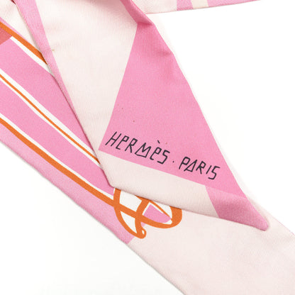 Hermes Silk Sea Surf and Fun Twilly Rose Rouge Corail 3 of 4