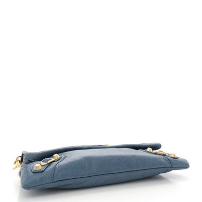 Balenciaga Agneau Giant 12 Gold Hardware Envelope Strap Clutch Bleu Persan 5 of 13