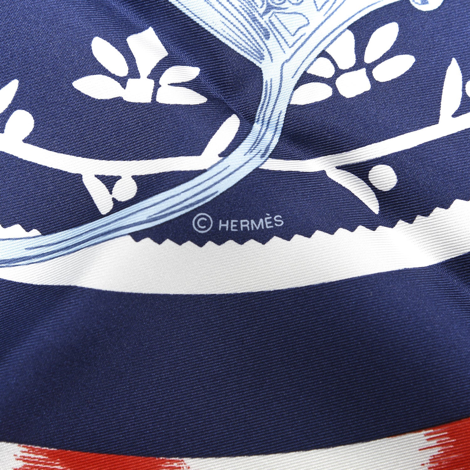 Hermes Silk Etriers Scarf 90 Marine Rouge White 3 of 6