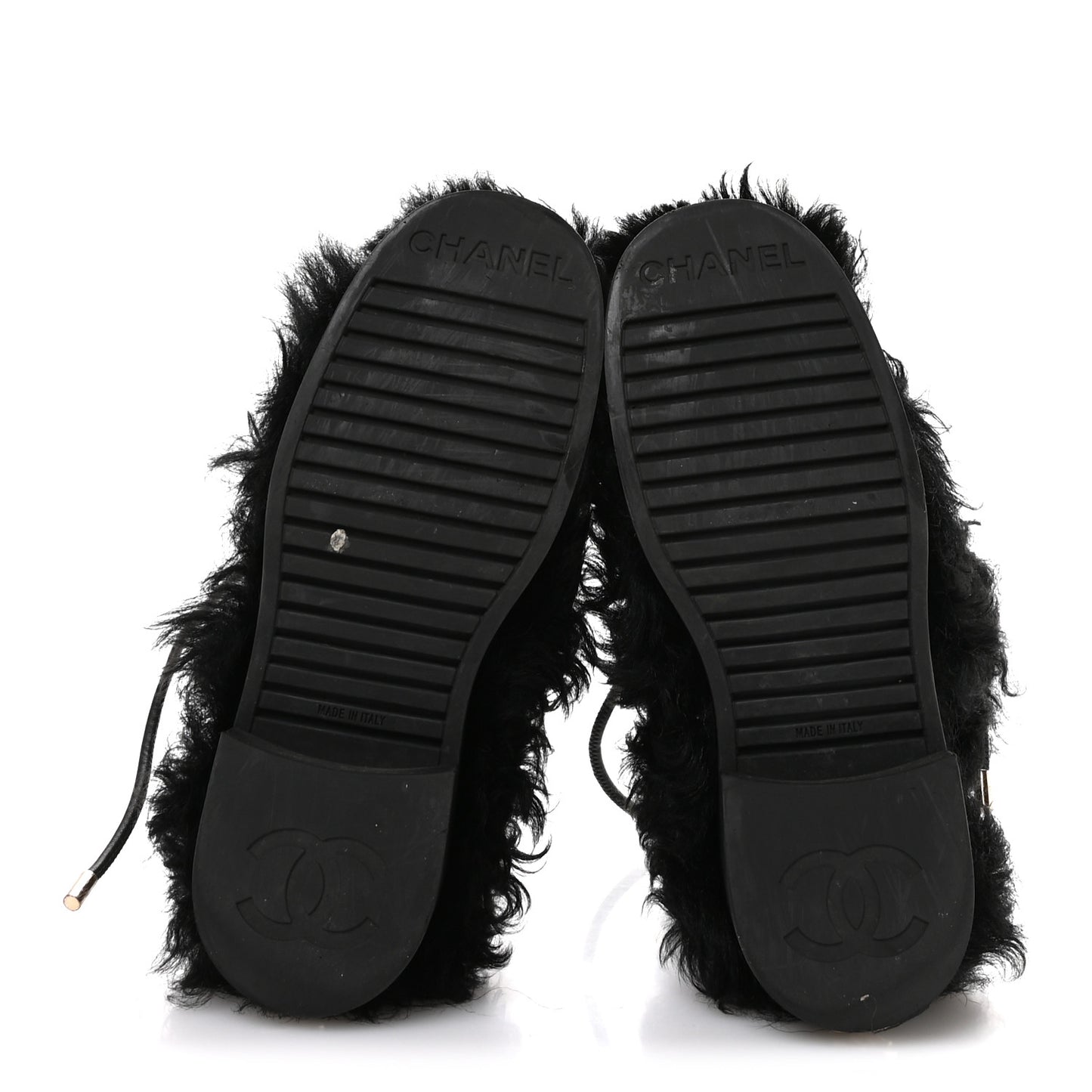 Shearling Sheepskin High Boots 38 Black