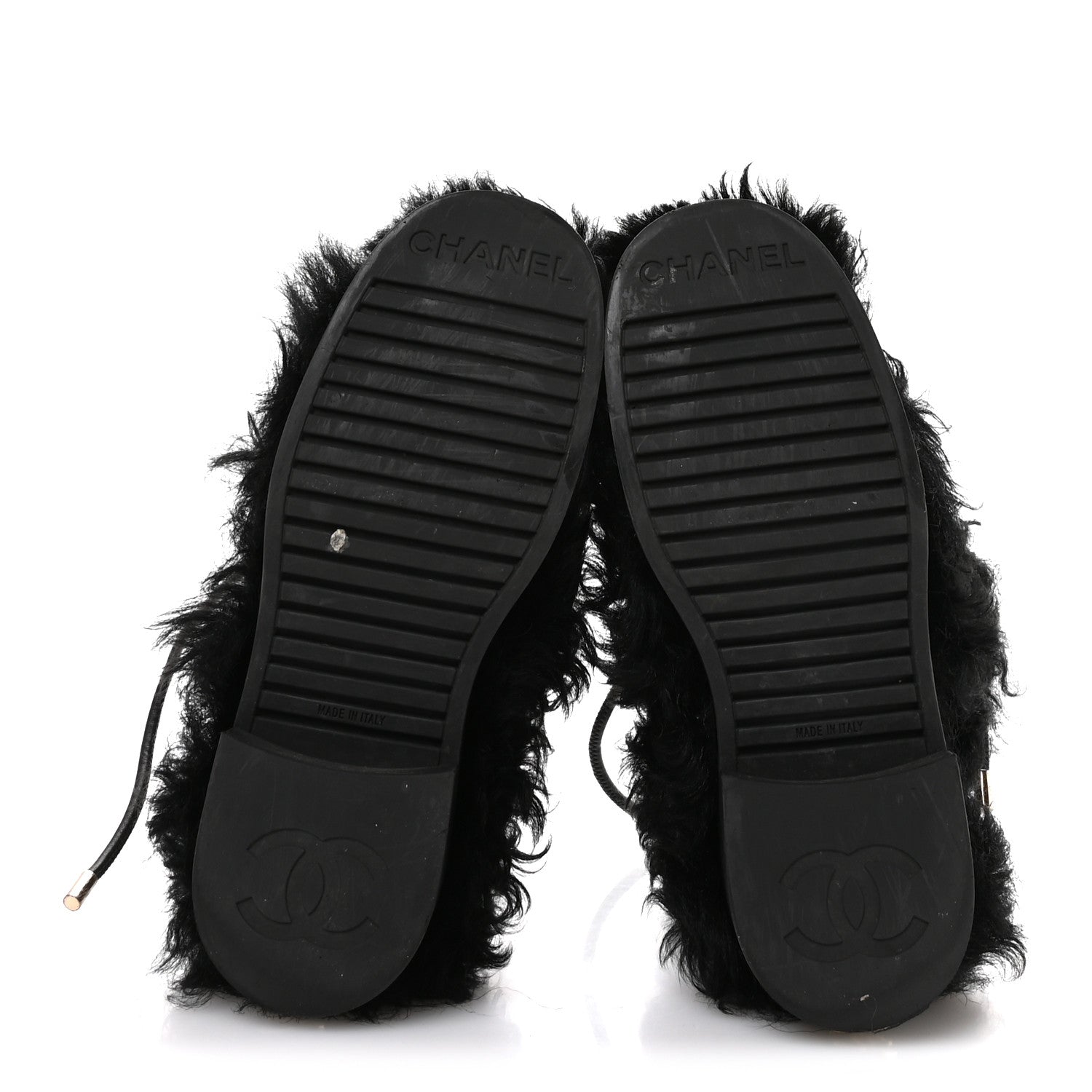 Chanel Shearling Sheepskin High Boots 38 Black 6 of 9