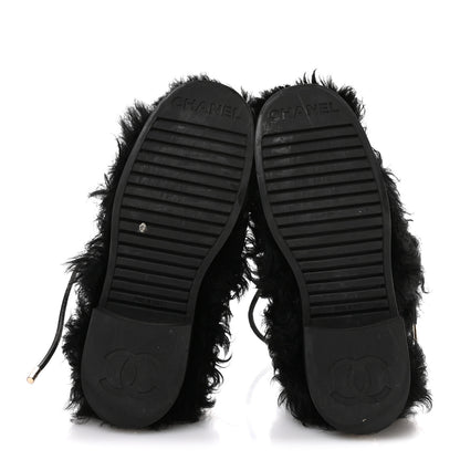 Chanel Shearling Sheepskin High Boots 38 Black 6 of 9