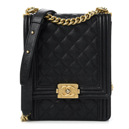 Chanel Caviar Quilted North South Boy Flap Black 1 of 10