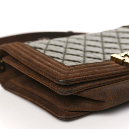 Chanel Aged Calfskin Nubuck Quilted Medium Boy Flap Brown Green 8 of 12