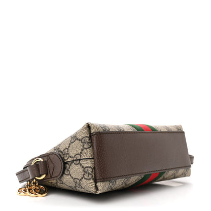 Gucci GG Supreme Monogram Textured Dollar Calfskin Web Small Ophidia Dome Shoulder Bag Beige Ebony New Acero 4 of 10