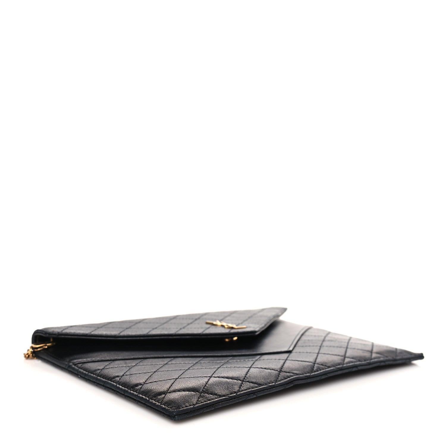 Saint Laurent Lambskin Quilted Double Flap Chain Pouch Black 6 of 8