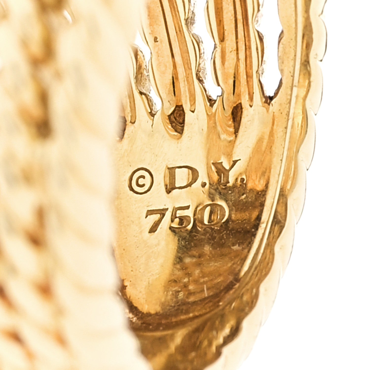 David Yurman 18K Yellow Gold Diamond 20mm Wheaton Ring 55 7.25 4 of 5