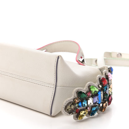 Fendi Vitello Dolce Crystal Croc Tail Mini By The Way Boston Bag White Ice Multicolor 7 of 15