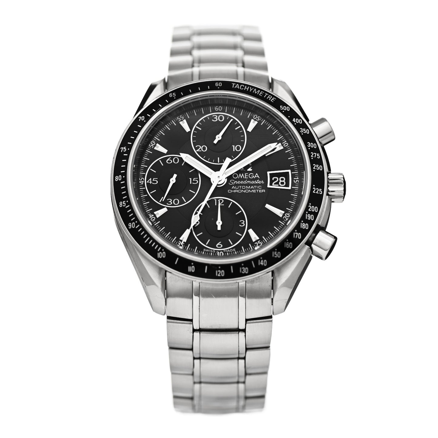 Stainless Steel 40mm Speedmaster Date Automatic Watch Black 3210.50