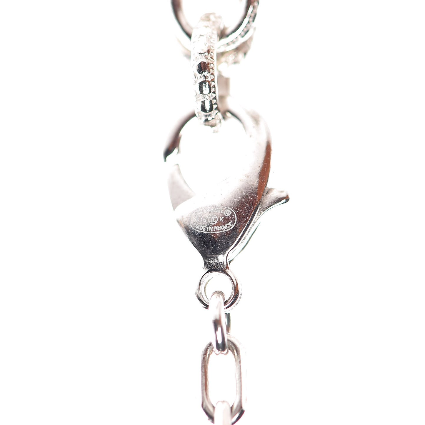 Pearl Baguette Crystal CC Short Necklace Silver