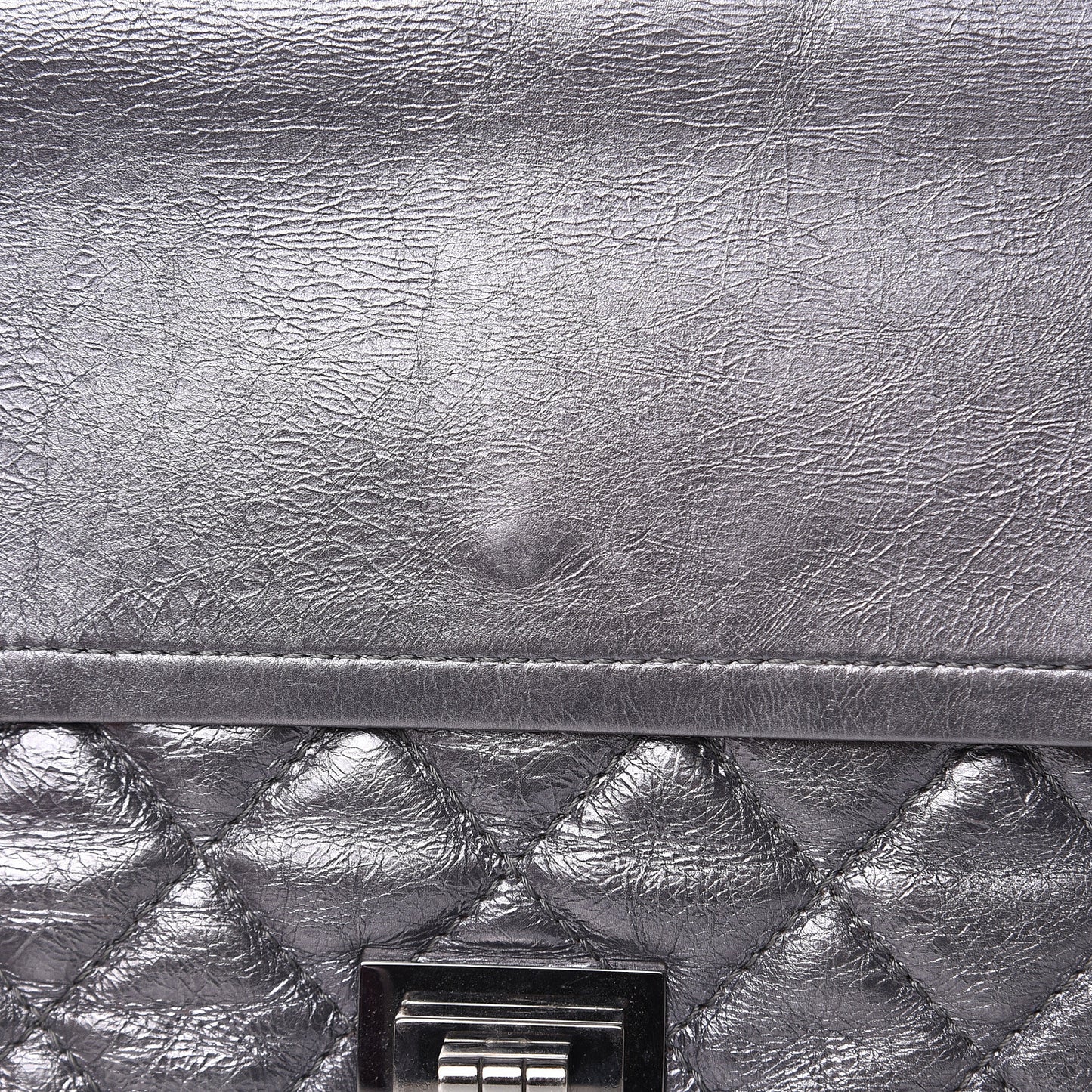 Metallic Aged Calfskin Quilted 2.55 Reissue 227 Flap Dark Silver