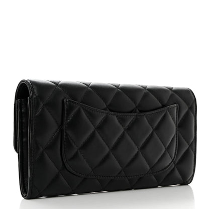 Chanel Lambskin Quilted Large Flap Wallet Black 3 of 8