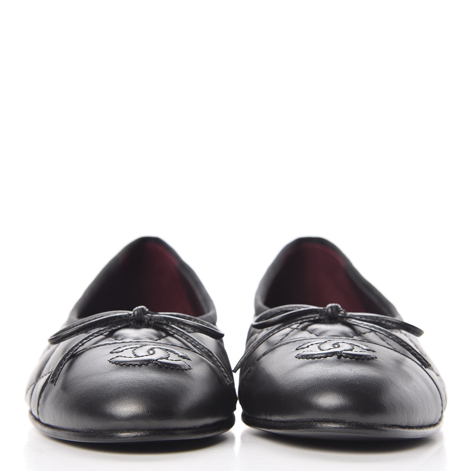 Chanel Lambskin Patent Quilted Cap Toe Ballerina Flats 36.5 Black 2 of 8
