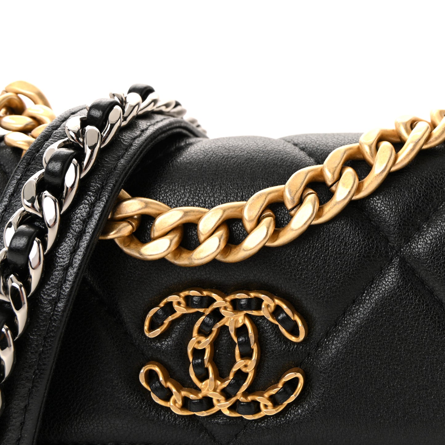 Lambskin Quilted Chanel 19 Clutch With Chain Black