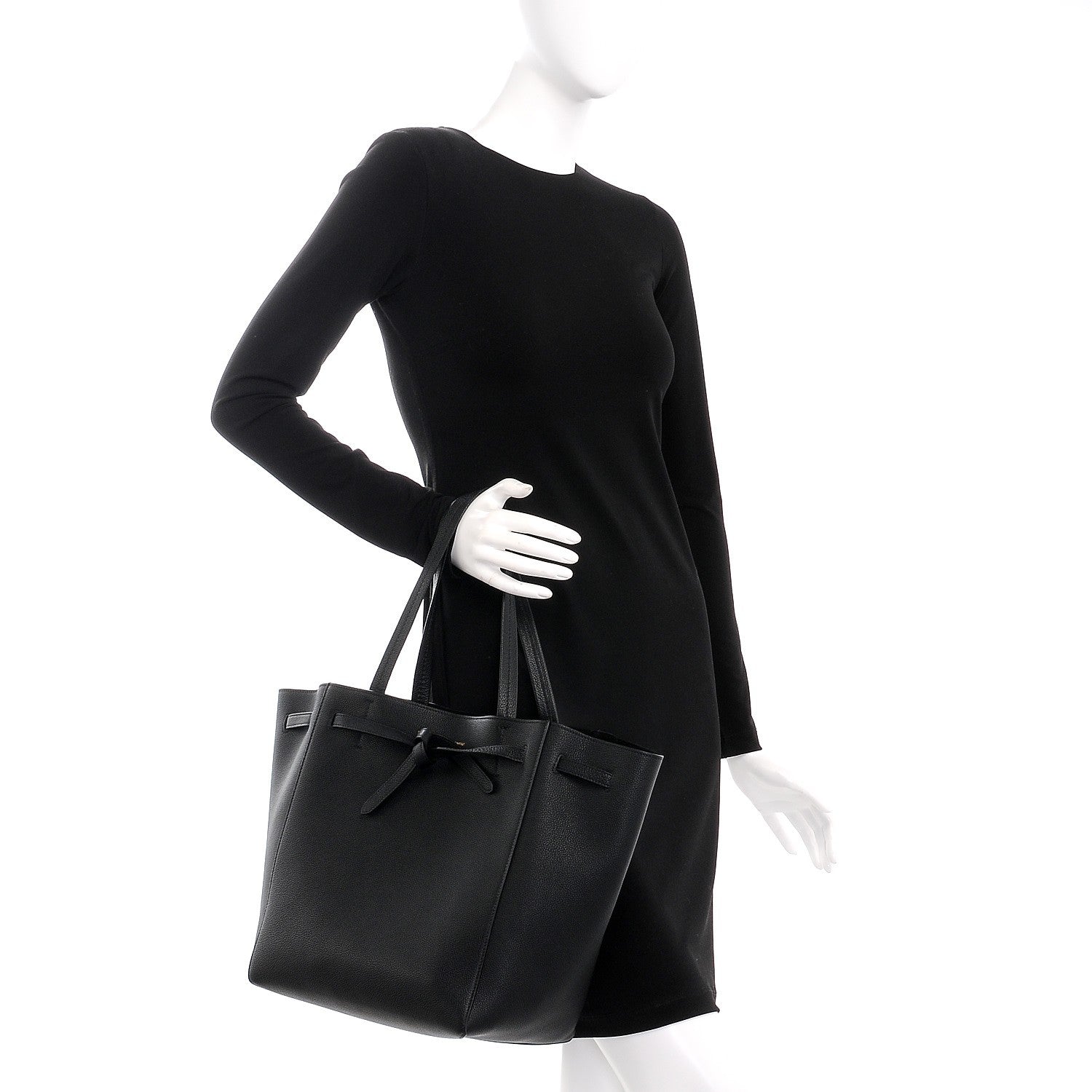 Celine Soft Grained Calfskin Small Belt Cabas Phantom Black 2 of 7
