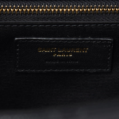 Saint Laurent Grain De Poudre Textured Mixed Matelasse Large Triquilt Monogram Satchel Black 7 of 9
