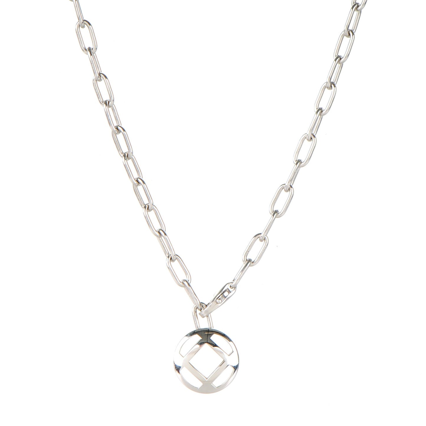 18K White Gold Spartacus Chain Pasha Pendant Necklace