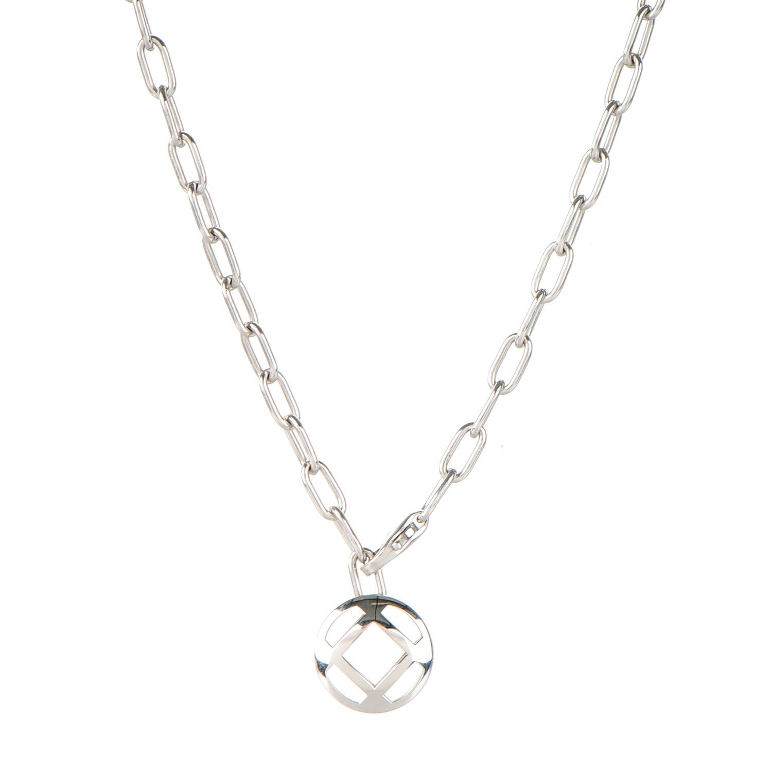 Cartier 18K White Gold Spartacus Chain Pasha Pendant Necklace 1 of 4