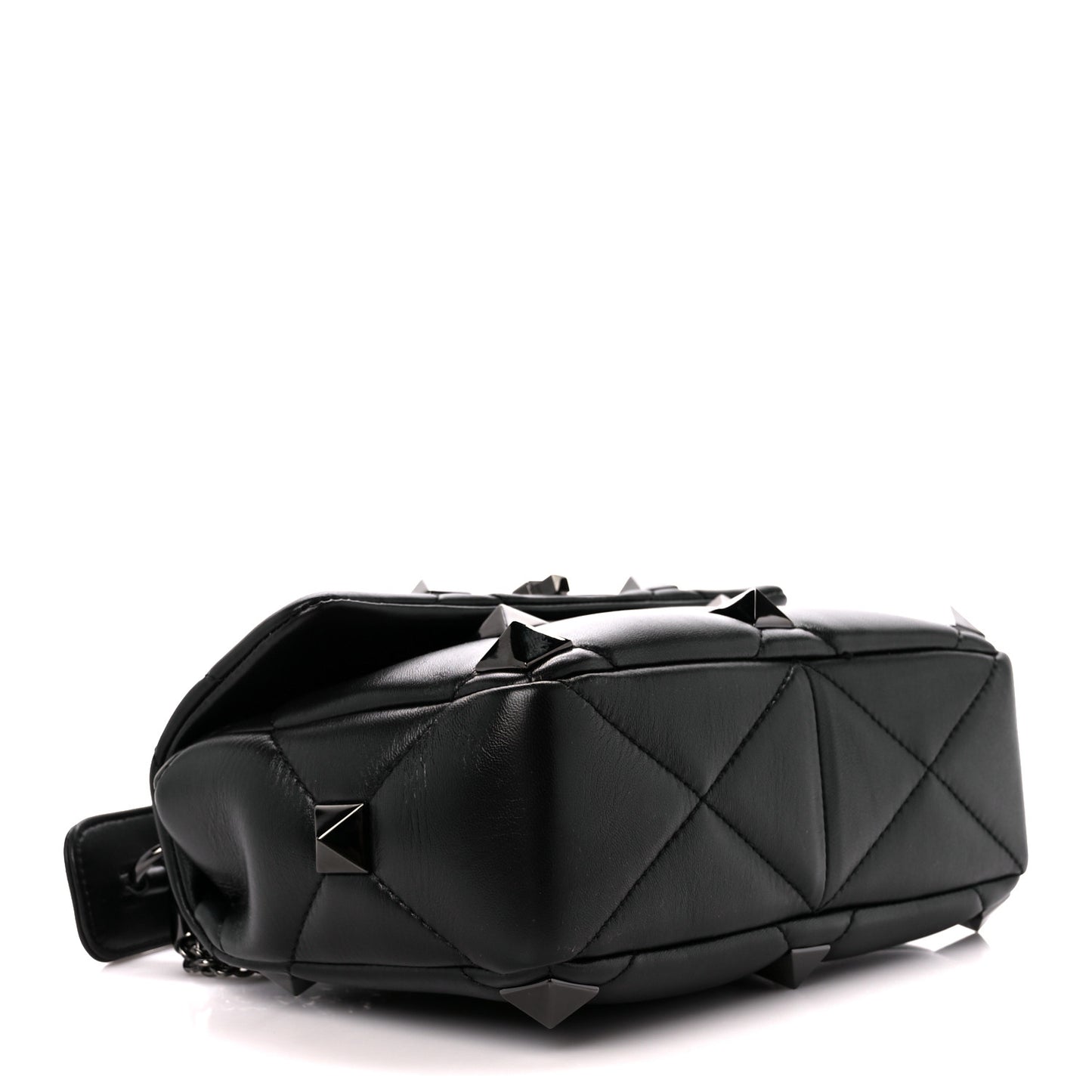 Nappa Monochrome Medium Roman Stud Shoulder Bag Black