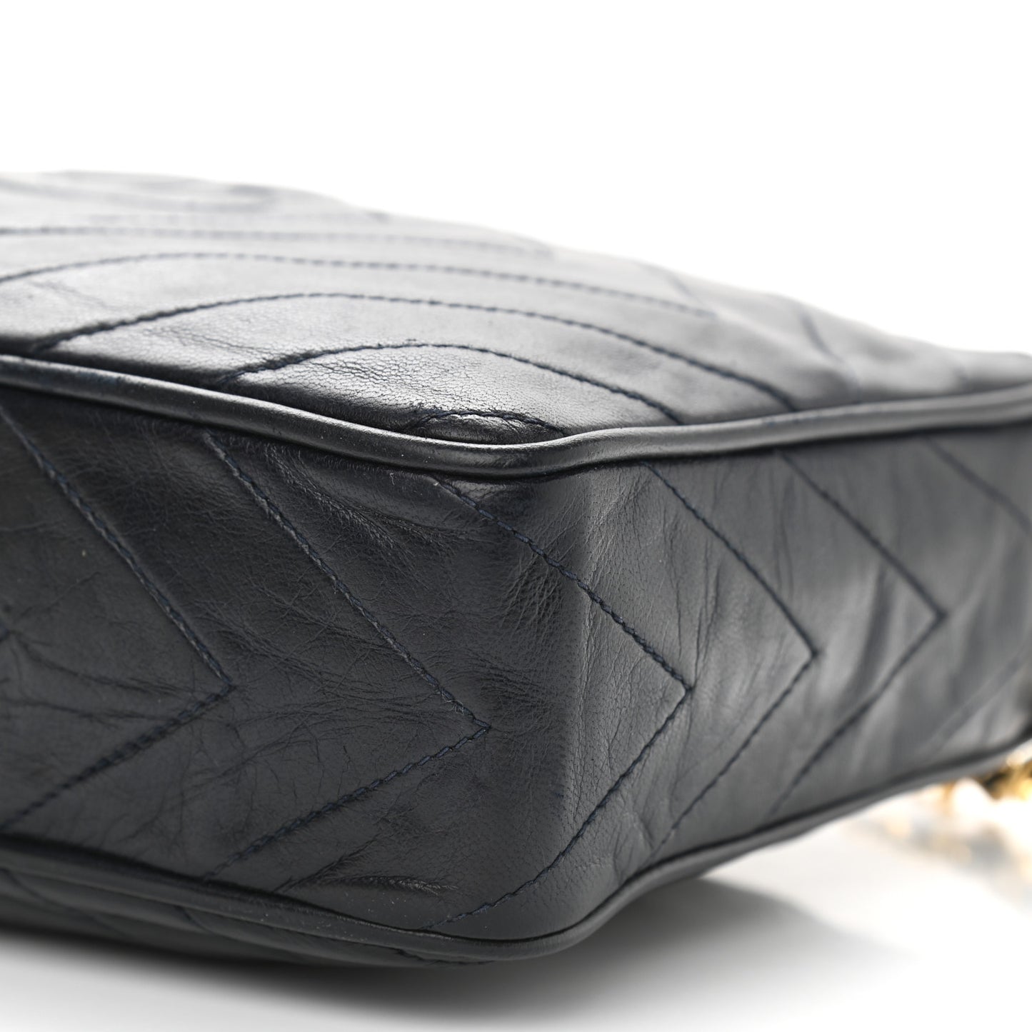 Lambskin Quilted CC Tassel Camera Case Navy