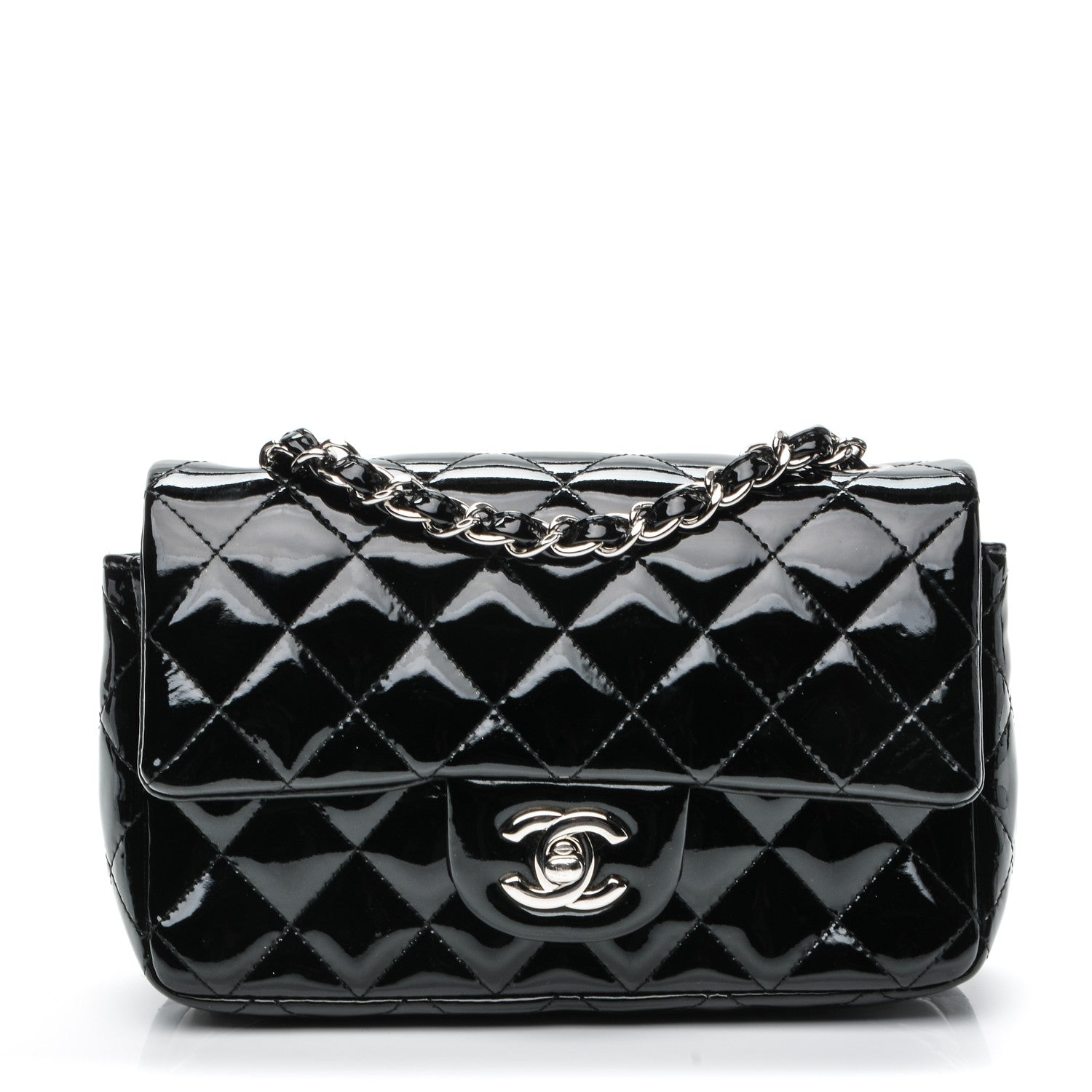 Chanel Patent Calfskin Quilted Mini Rectangular Flap Black 1 of 7