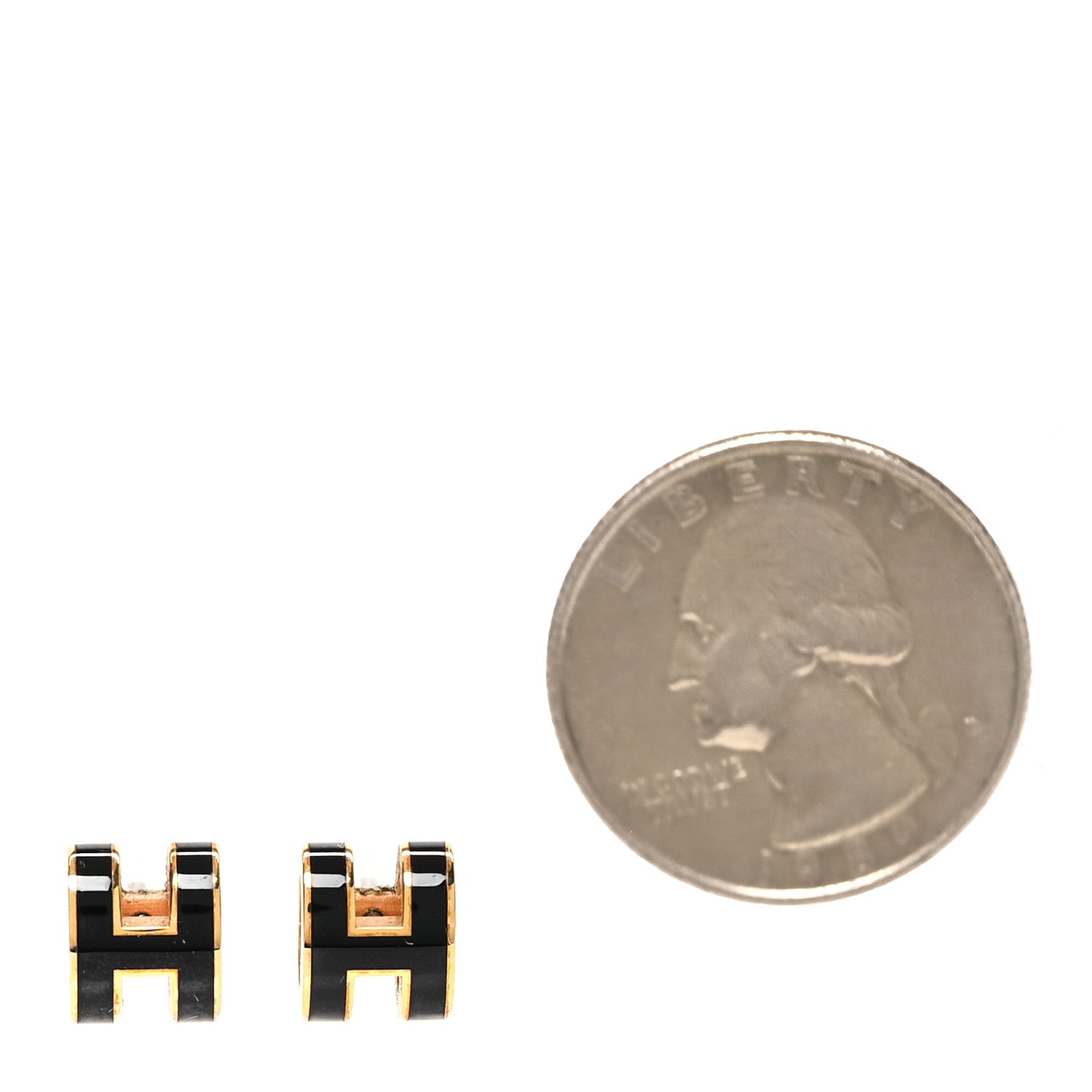 Hermes Rose Gold Lacquered Mini Pop H Earrings Black 2 of 5
