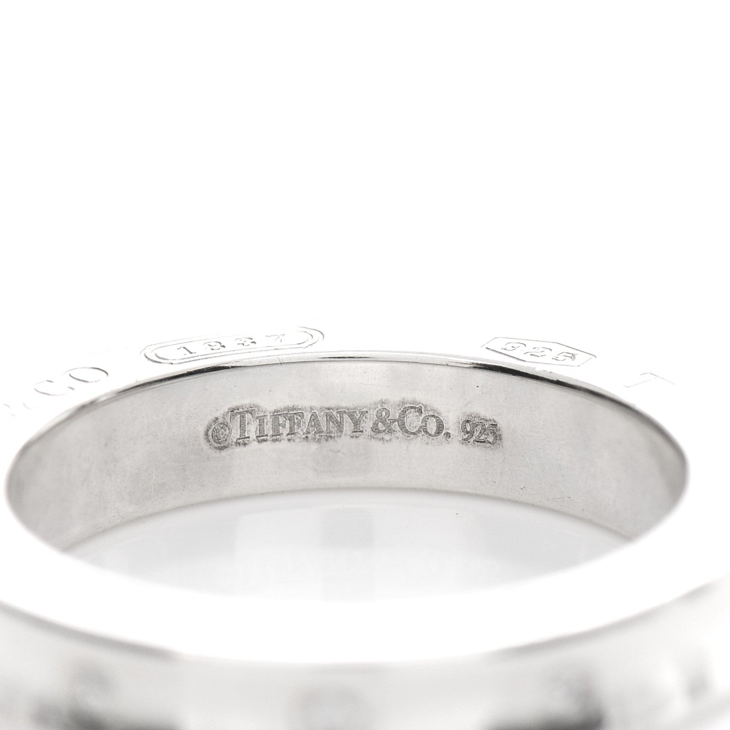 Tiffany Sterling Silver 3 Diamond 1837 Ring 48 4.5 4 of 5