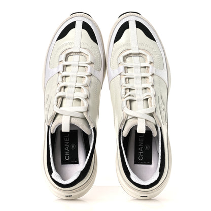 Chanel Calfskin Suede CC Womens Sneakers 39.5 White Black 2 of 11