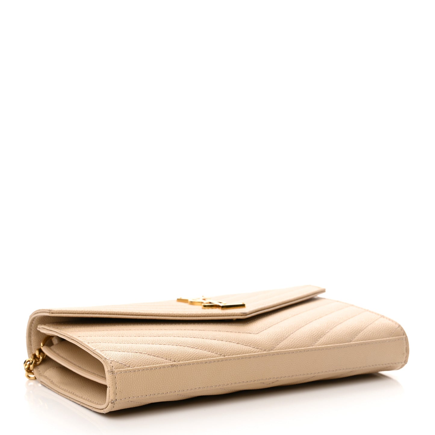 Grain De Poudre Matelasse Chevron Monogram Chain Wallet Nude Powder