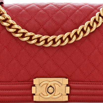 Chanel Caviar Quilted Medium Boy Flap Red 8 of 10