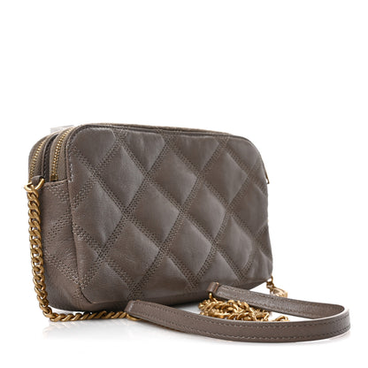 Saint Laurent Grained Lambskin Quilted Mini Becky Double Zip Bag Taupe 3 of 8