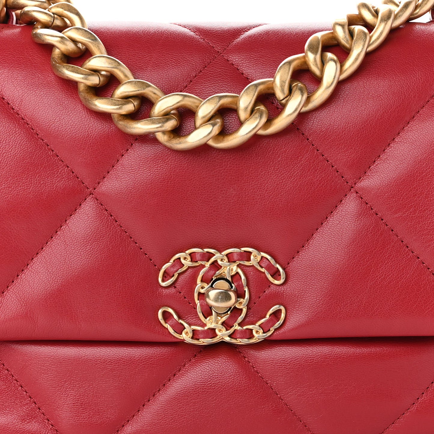 Goatskin Quilted Large Chanel 19 Flap Red