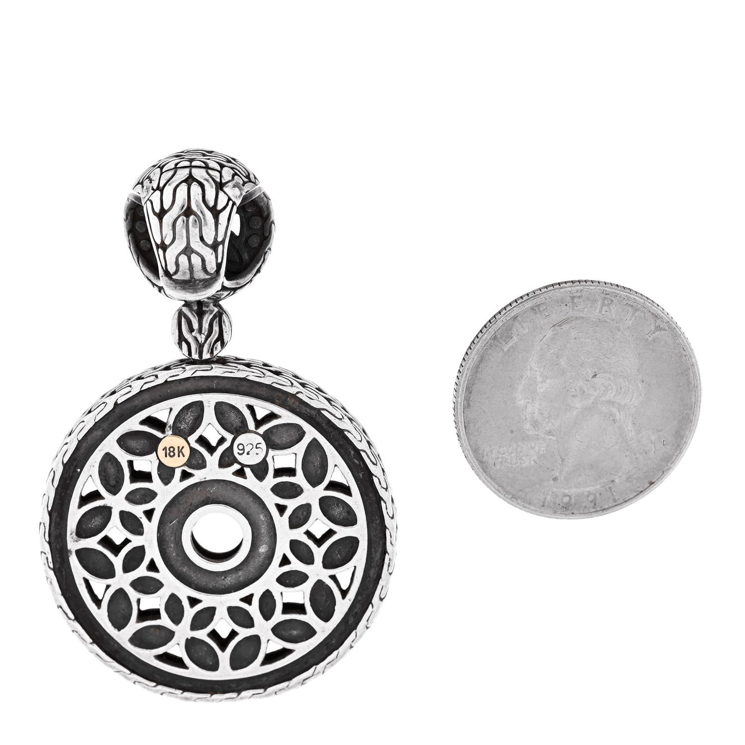 John Hardy Sterling Silver 18K Yellow Gold Batu Kawang Round Pendant 2 of 3