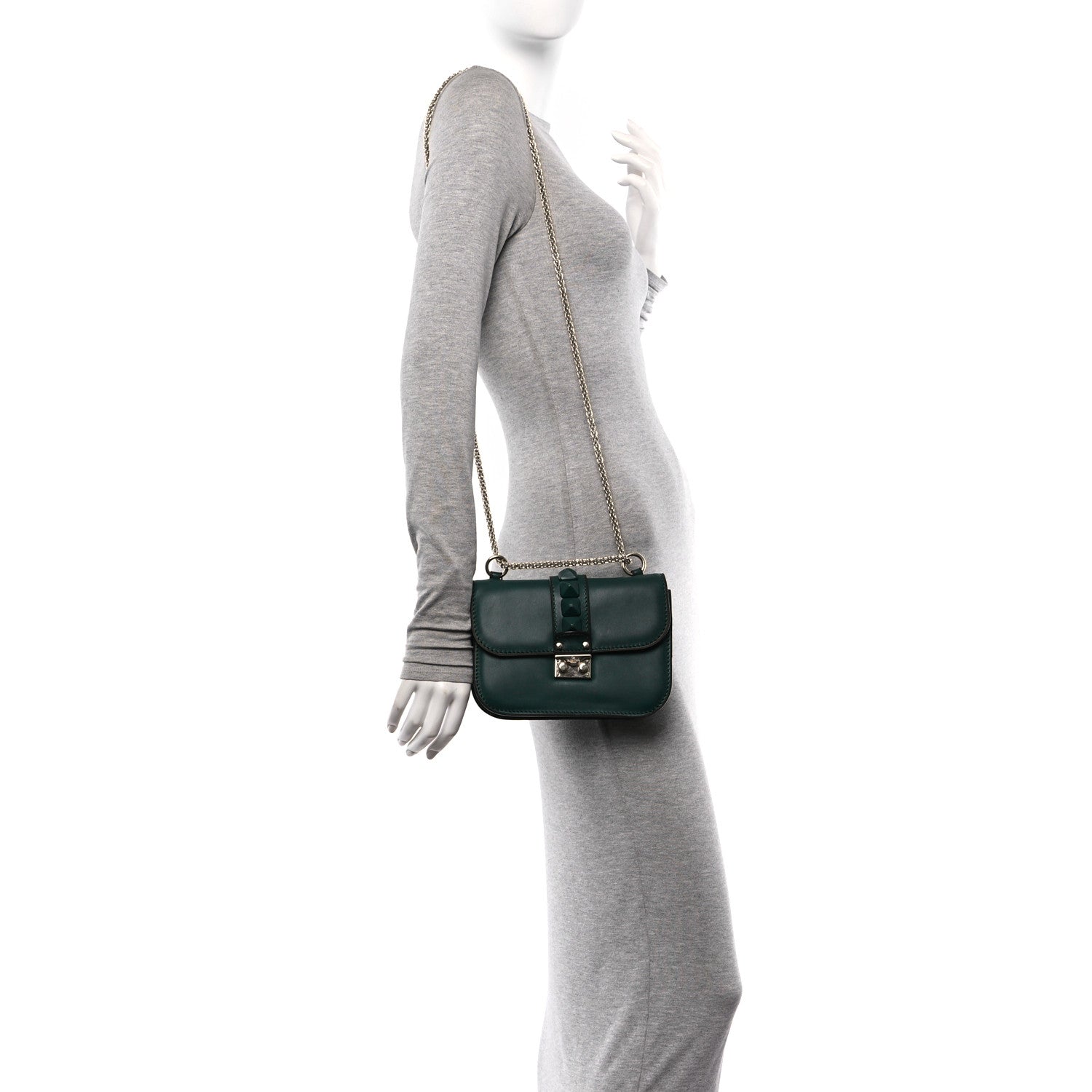 Valentino Garavani Vitello Small Glam Lock Rockstud Flap Light Emerald 2 of 12