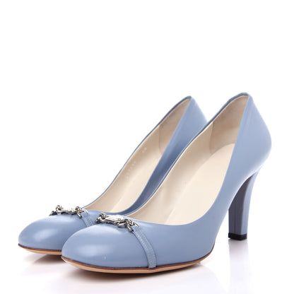 Gucci Nappa Logo Plate Pumps 40 Pastel Blue 3 of 11