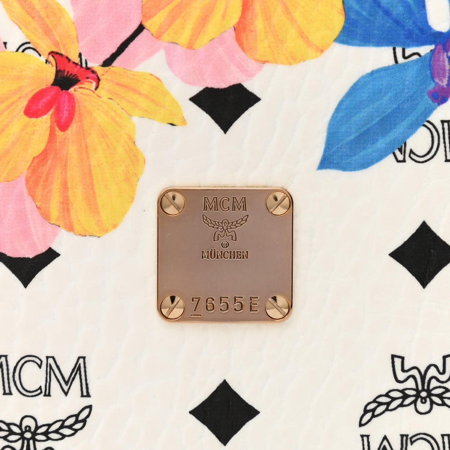 Visetos Floral Print Small Drawstring Bucket Bag White