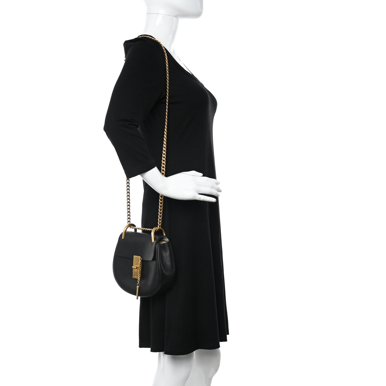 Chloe Grained Lambskin Mini Drew Shoulder Bag Black 2 of 12