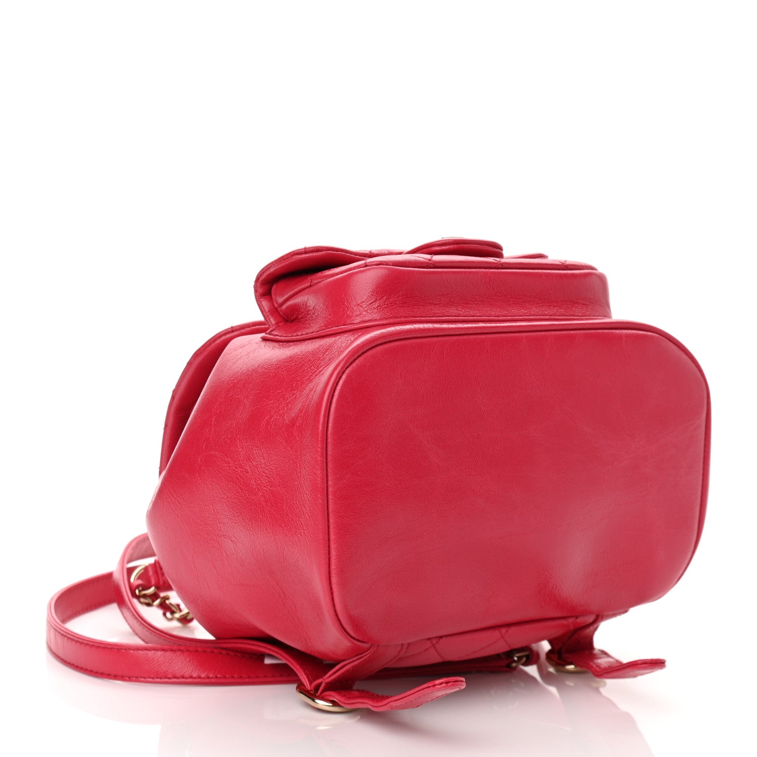 Chanel Glazed Aged Calfskin Quilted Small Duma Drawstring Backpack Red 4 of 10