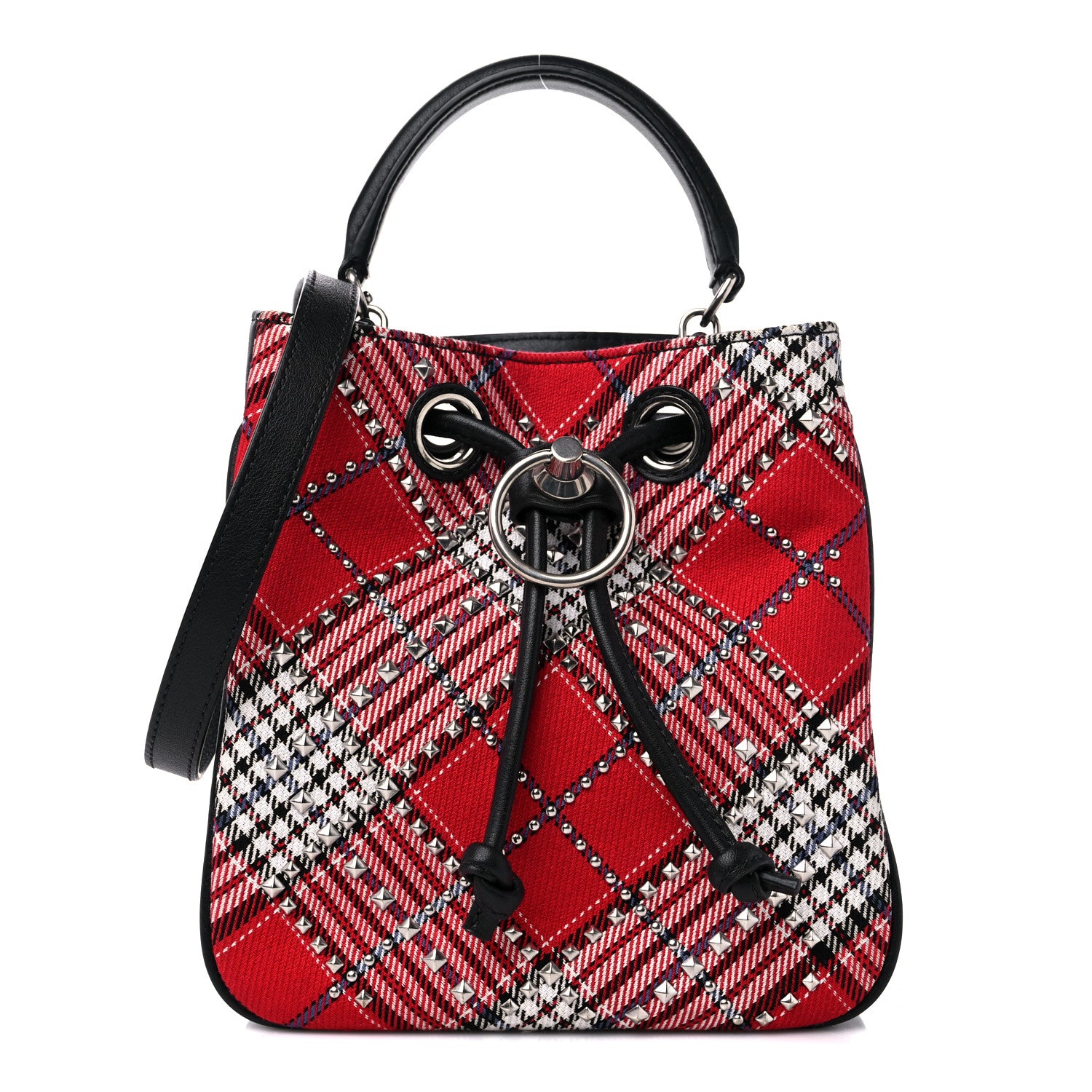 Mulberry Tartan Studded Bucket Bag Scarlet 1 of 8