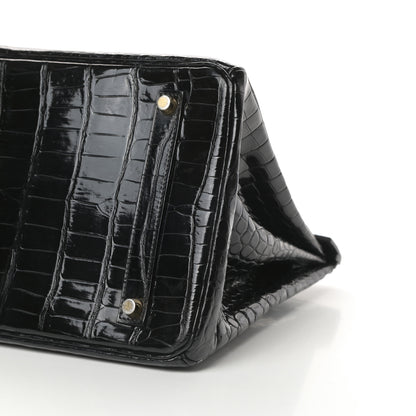 Hermes Shiny Porosus Crocodile Birkin 35 Black 28 of 30