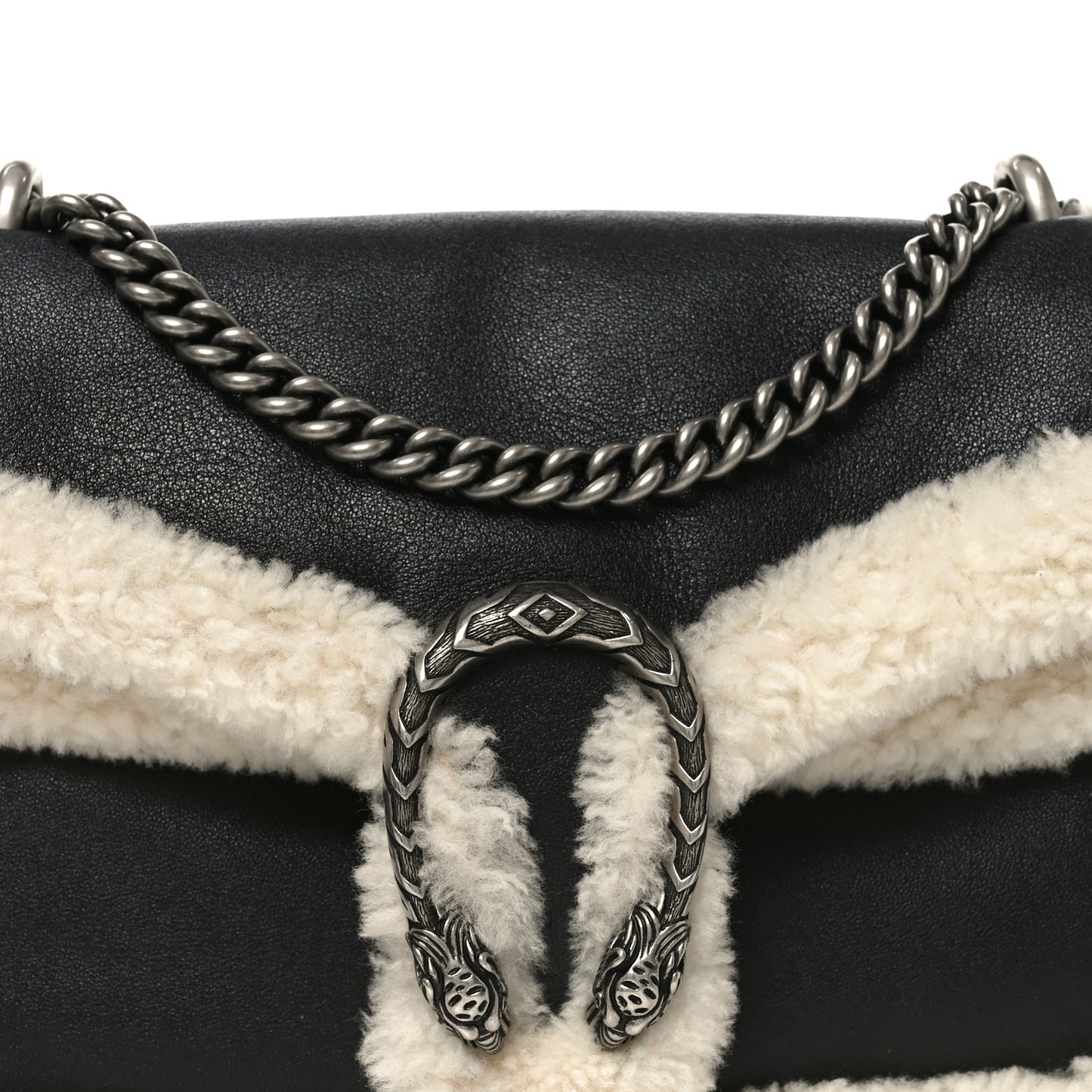 Sakai Be Green Calfskin Shearling Small Dionysus Shoulder Bag Black
