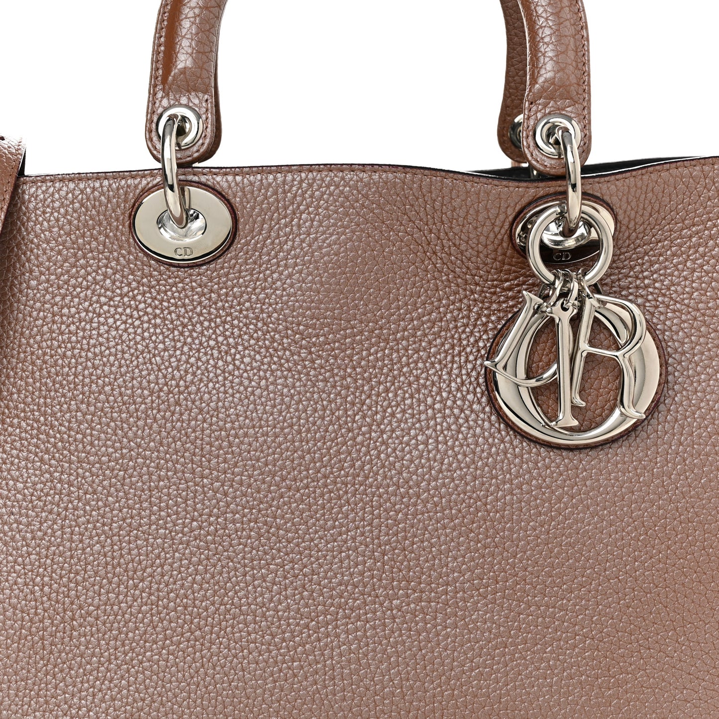 Metallic Bullcalf Medium Diorissimo Tote Pink