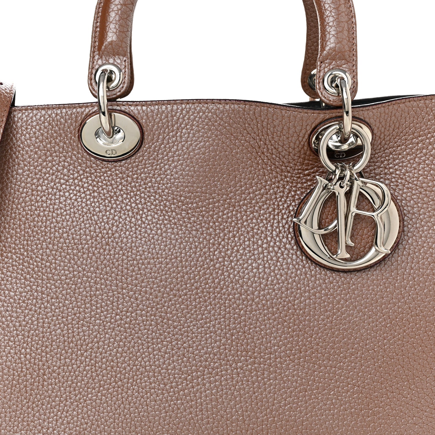 Christian Dior Metallic Bullcalf Medium Diorissimo Tote Pink 9 of 11